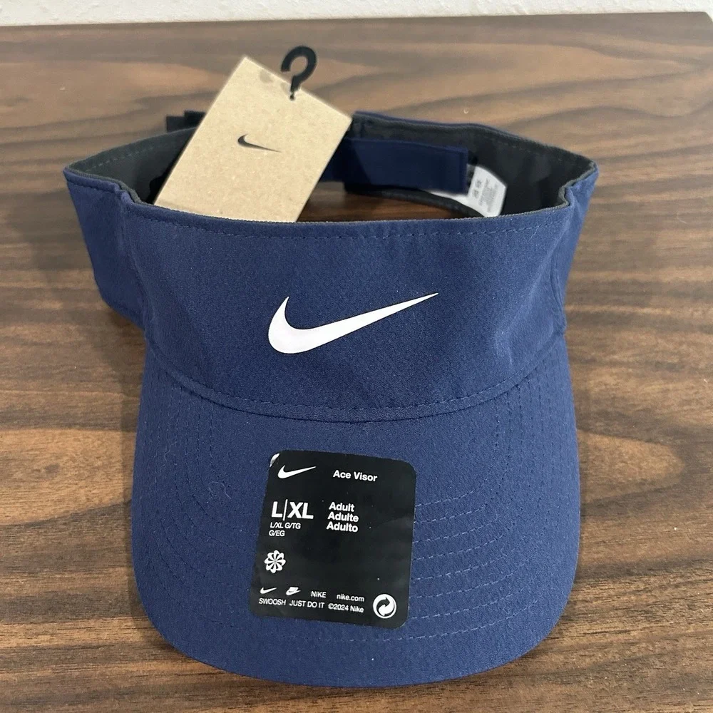 NWT Nike Ace Visor Adult L/XL Blue Dri-FIT Golf Tennis Hat HJ3689-410 Active NEW